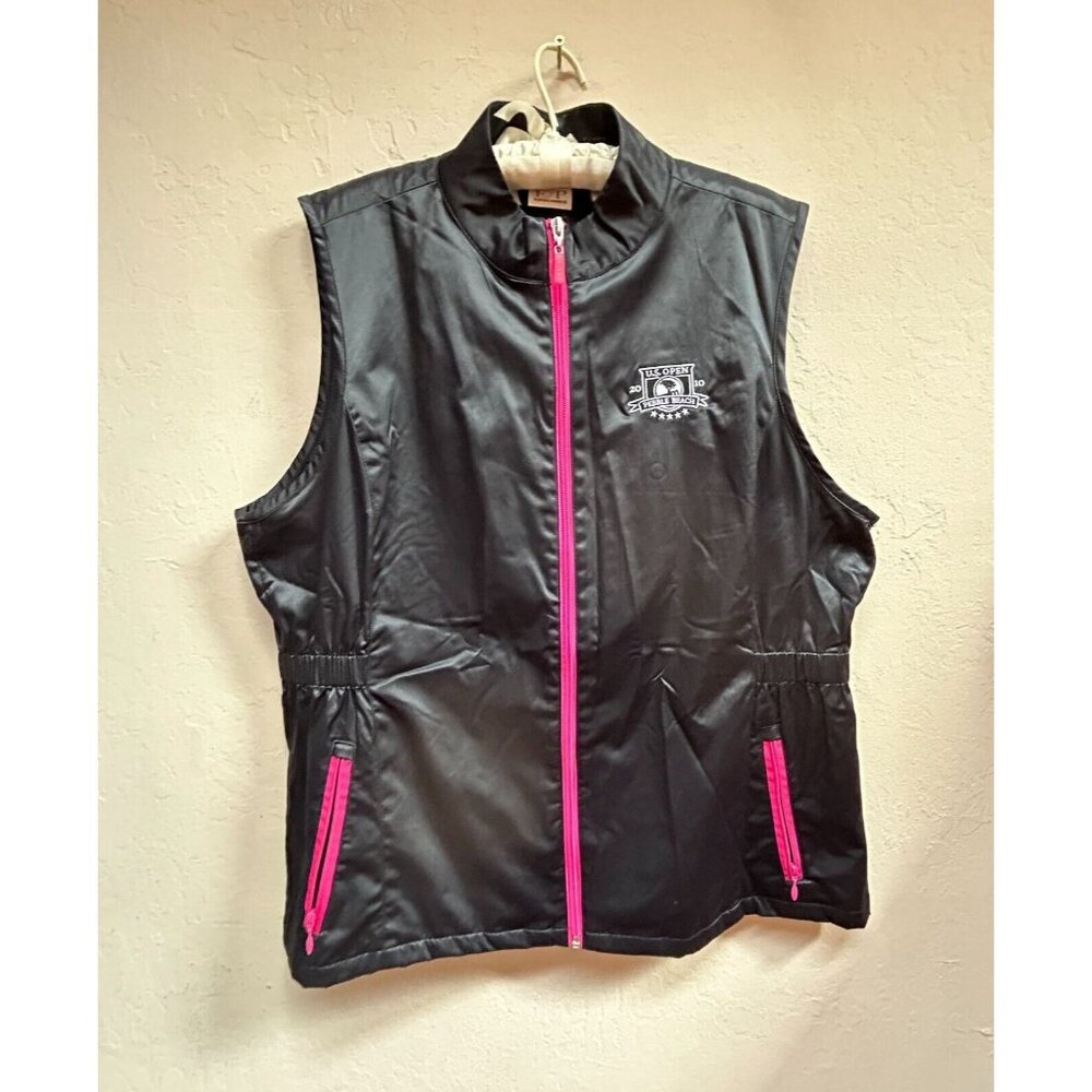 EP Pro Womens XL US Open 2010 Pebble Beach Zip Front Vest Black Zip Pocket Lined